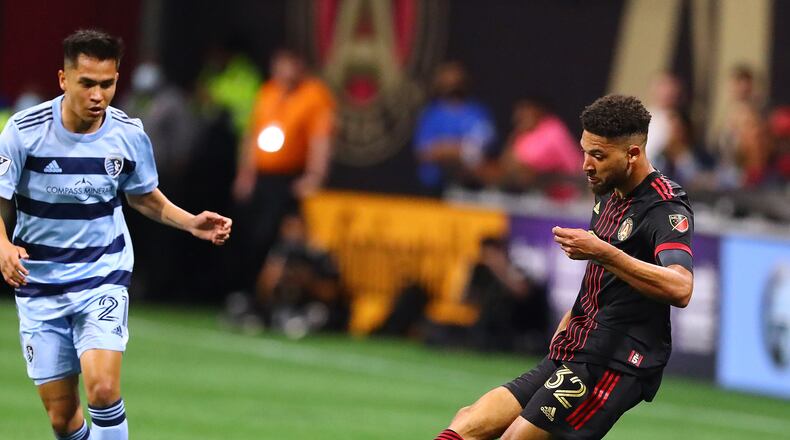 Atlanta United centerback George Campbell will miss at least 2-3 weeks because of an adductor injury sustained in last week’s 0-0 draw at Chicago. (Curtis Compton / Curtis.Compton@ajc.com)