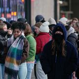 Hundreds line up outside State Farm Arena amid freezing temperatures earlier this month. They were attending the Passion Conference, a youth religious event. (Ben Hendren for the Atlanta Journal-Constitution)