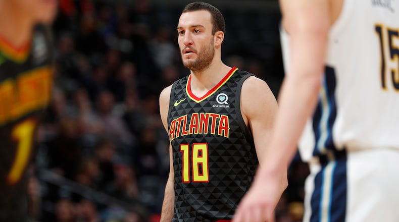 Atlanta Hawks center Miles Plumlee (18) in the second half of an NBA basketball game Wednesday, Jan. 10, 2018. Atlanta won 110-97. (AP Photo/David Zalubowski)