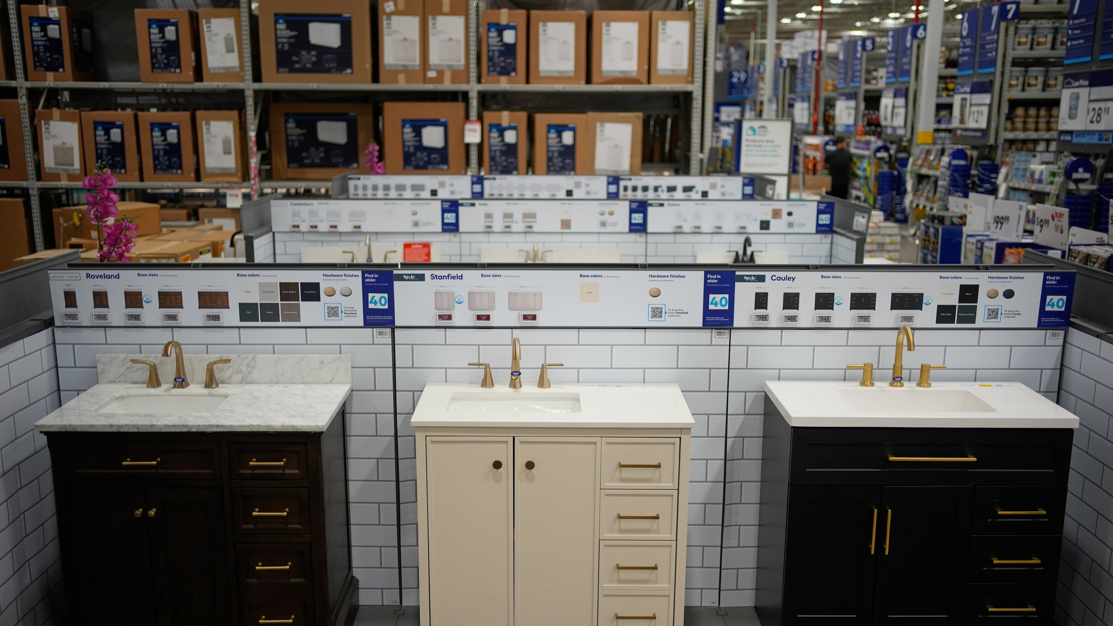 Bathroom vanities are on display at a store Friday, Sept. 26, 2025, in Las Vegas. (AP Photo/John Locher)