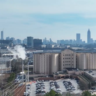 An aerial image shows the Fulton County Jail. (Miguel Martinez/AJC)