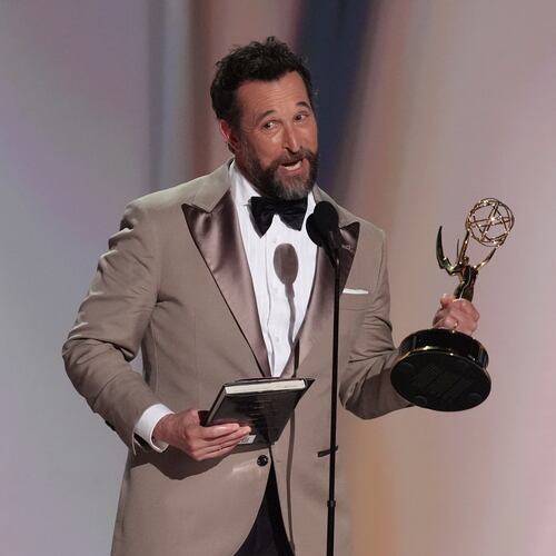 Noah Wyle accepts the award for outstanding lead actor in a drama series for "The Pitt" during the 78th Emmy Awards on Monday, Sept. 14, 2026, at the Peacock Theater in Los Angeles. (AP Photo/Chris Pizzello)
