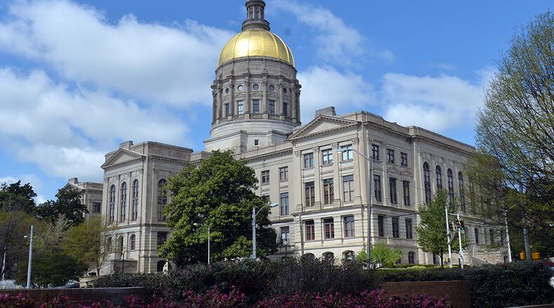 April 8, 2014. Photo of the Georgia State Capitol taken from in front of the Sloppy Floyd Building April 8, 2014. BRANT SANDERLIN /BSANDERLIN@AJC.COM .