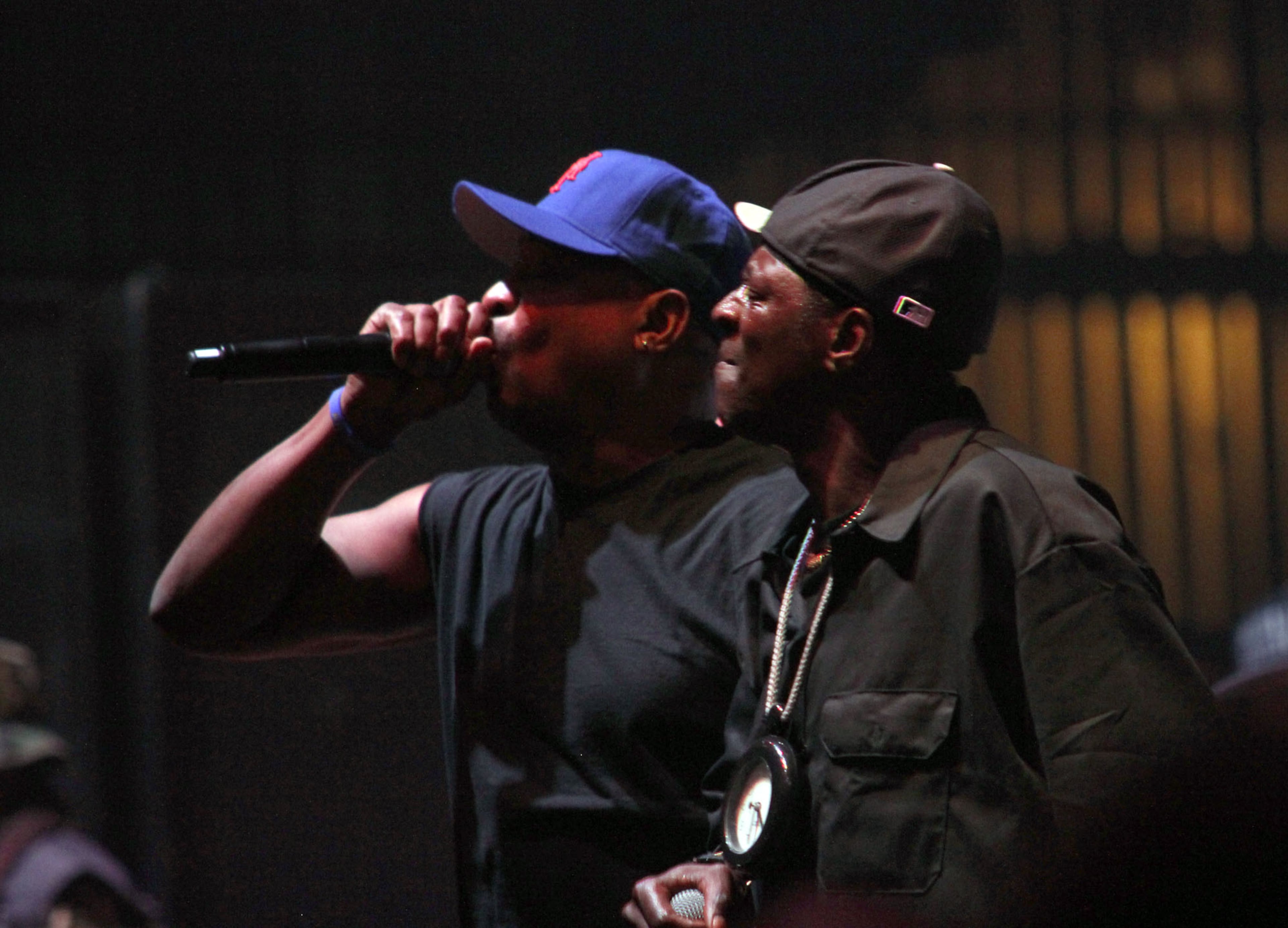 Classic look at old-school hip-hip royalty: Public Enemy's Chuck D and Flava Flav captured during a 2013 Fox Theatre performance. They play Shaky Knees at 8:30 p.m. Saturday. (Courtesy of Akili-Casundria Ramsess)