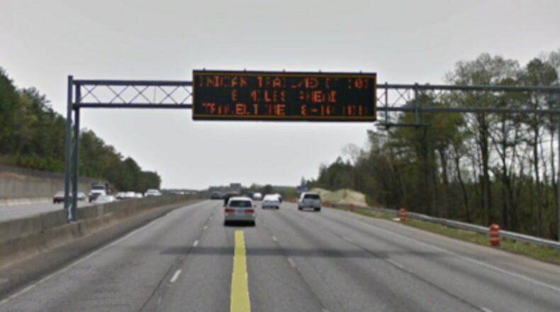 Overhead sign removal will close some I-85 lanes in Suwanee overnight Sept. 15. Courtesy Georgia DOT