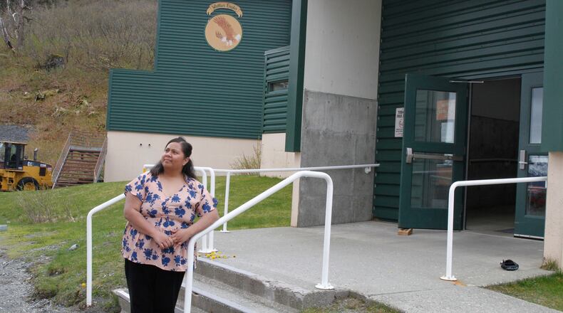 FILE - Tupe Smith poses for a photo outside the school in Whittier, Alaska, May 13, 2025. (AP Photo/Mark Thiessen, File)
