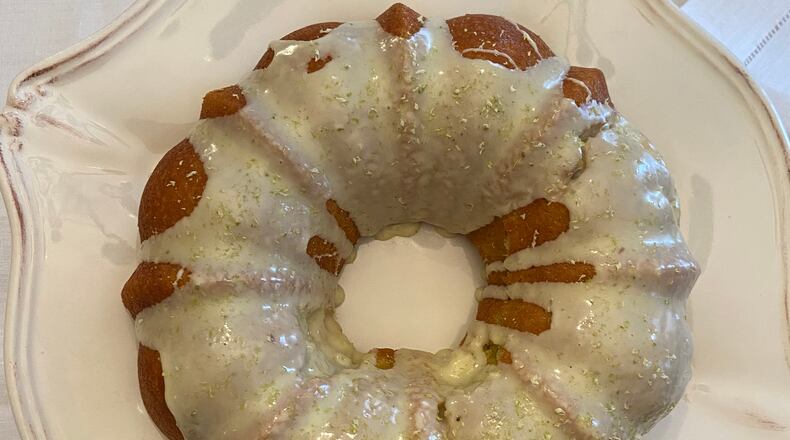 Toasting the pistachios and steeping them in milk will yield a beautifully green glaze, to set off a fragrant citrus cake. (Courtesy of Marie Restaino)