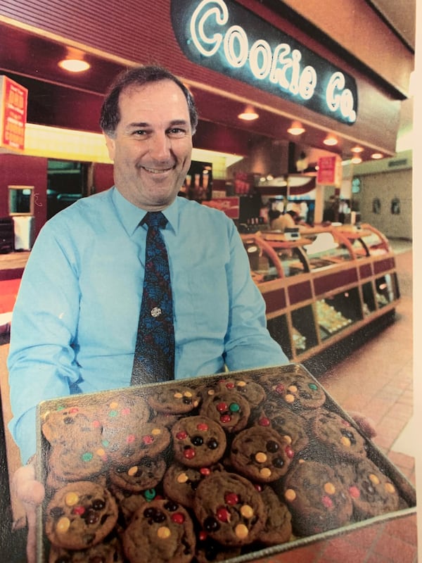 Doc Cohen in 1985 at his Great American Cookie business. (courtesy of Doc Cohen.)