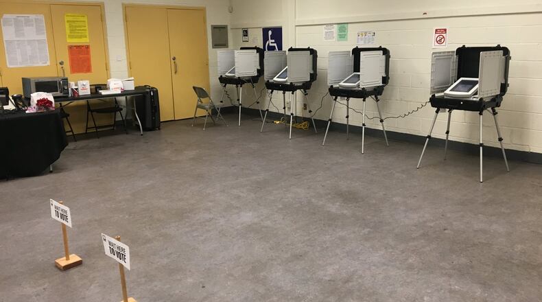 Turnout was low at the Grove Park Recreation Center precinct, where two voter check-in computers were stolen the night before an Atlanta school board election on Tuesday, Sept. 17, 2019. MARK NIESSE / MARK.NIESSE@AJC.COM