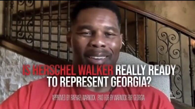 An ad featuring Herschel Walker from U.S. Sen. Raphael Warnock's campaign.