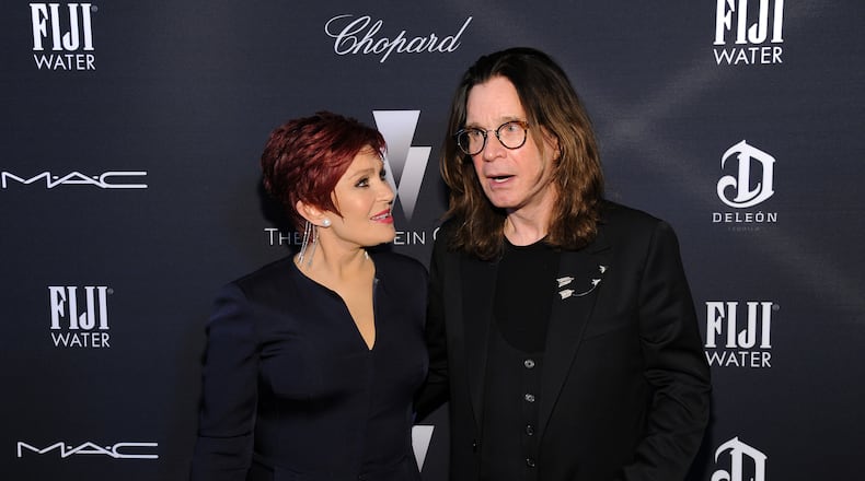 LOS ANGELES, CA - FEBRUARY 21: TV personality Sharon Osbourne and recording artist Ozzy Osbourne attend The Weinstein Company's Academy Awards Nominees Dinner in partnership with Chopard, DeLeon Tequila, FIJI Water and MAC Cosmetics on February 21, 2015 in Los Angeles, California. (Photo by Angela Weiss/Getty Images for FIJI Water)