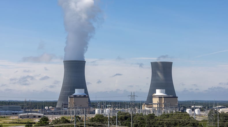 The second new nuclear unit at Plant Vogtle has entered commercial service, which brings the Georgia plant to 4 reactors,. In the photo, from left, views of Units 3 and 4 at Plant Vogtle, in Burke County near Waynesboro, Georgia, on July 31, 2023. (Arvin Temkar/The Atlanta Journal-Constitution/TNS)