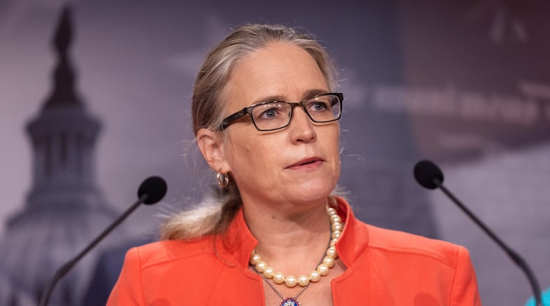 Congresswoman Carolyn Bourdeaux (D-GA) speaks at a press conference on Medicaid expansion with other democratic lawmakers on Capitol Hill in Washington, DC on September 23rd, 2021.
