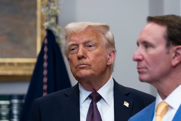 President Donald Trump (left) and Gov. Jeff Landry of Louisiana attended a White House event earlier this year. (Doug Mills/The New York Times)
