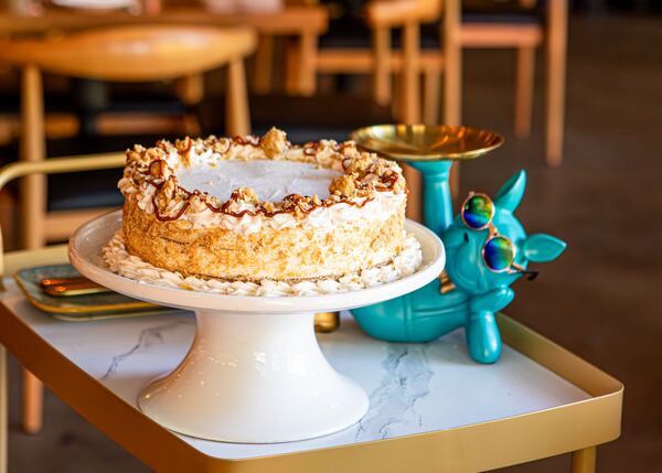 Butternut Squash Spice Cake with Brown Butter Buttercream will be carted around Marcus Bar & Grille this holiday season. (Aaliyah Man for the AJC)