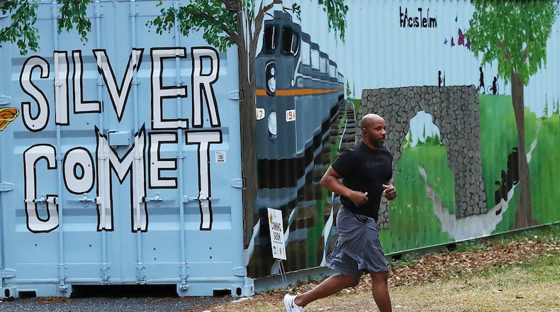021722 Mableton: Local resident Vincent Jones hits the Silver Comet Trail for a 4-mile run on Thursday, Feb. 17, 2022, in Mableton. “Curtis Compton / Curtis.Compton@ajc.com”`