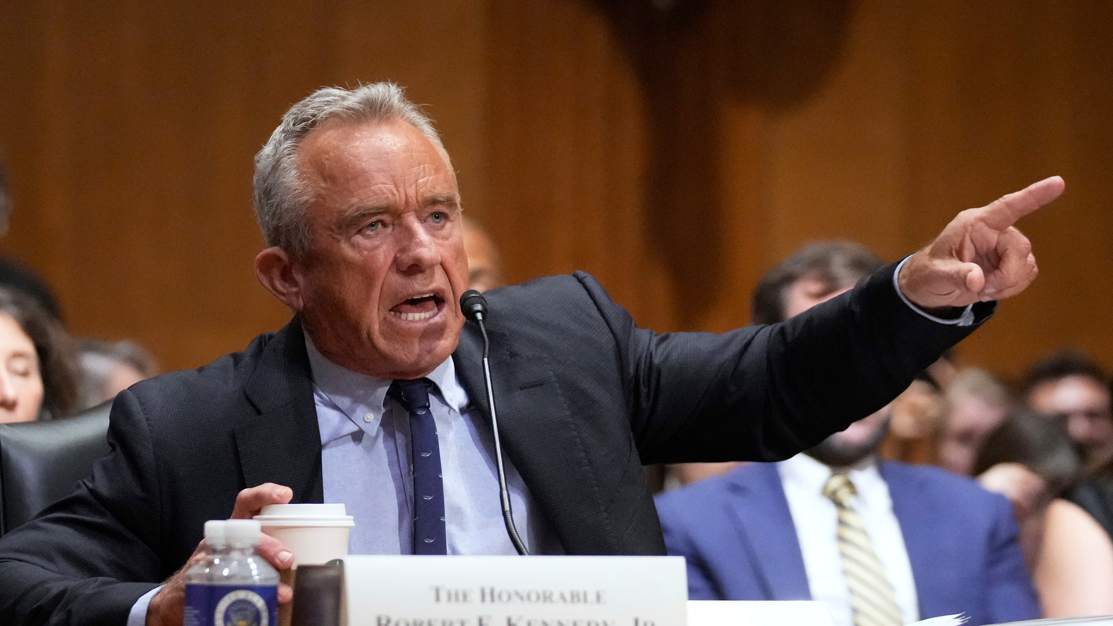 Secretary of Health and Human Services Robert F. Kennedy Jr., appears before the Senate Finance Committee, on Capitol Hill in Washington, Thursday, Sept. 4, 2025.  (AP Photo/Mark Schiefelbein)