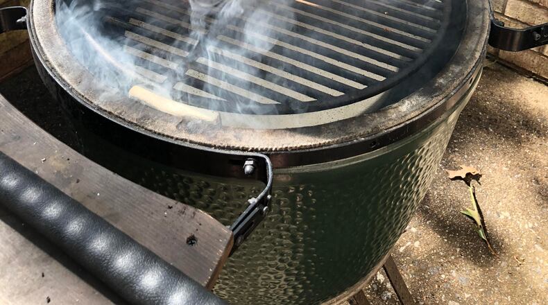 The Raymonds like to smoke their ribs on their Big Green Egg. Courtesy of Coleman Raymond