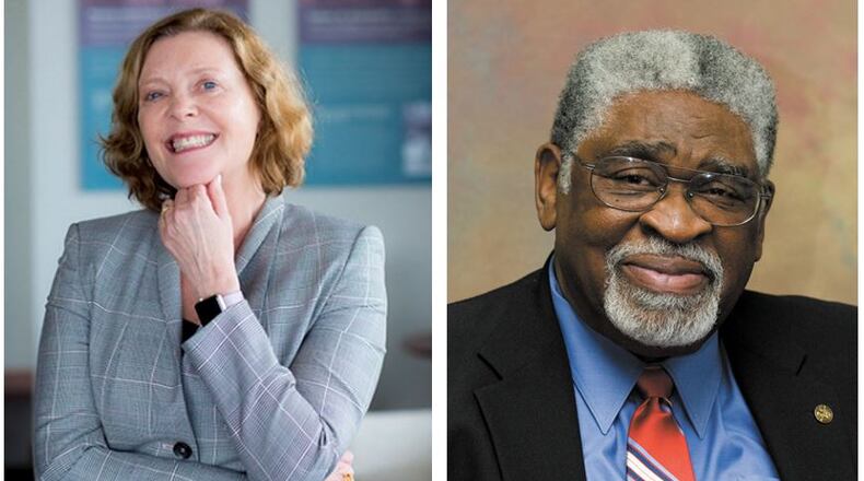 Emory University president Claire Sterk, left, and former state Sen. Eugene Walker will be honored with the Nathaniel Mosby Humanitarian Award during DeKalb County's upcoming MLK Day celebration. SPECIAL PHOTOS