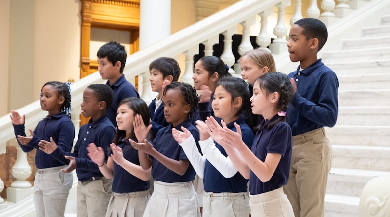 On March 25, third grade students from International Charter Academy of Georgia (ICA Georgia) attended International Day at the Georgia State Capitol, where they performed a song in Japanese and English. A video of the performance can be found at https://www.facebook.com/internationalcharteracademyofgeorgia/videos/vb.1056557387803811/265937257682143/?type=2&theater
International Day at the Capitol featured welcoming remarks by Governor Brian Kemp, remarks by Commissioner Pat Wilson of the Georgia Department of Economic Development, members of the Consular Corps, and school performances in various languages by G.L.O.B.E. Academy, International Charter School of Atlanta, and International Charter Academy of Georgia.
International Charter Academy of Georgia is a statewide K-5 charter school located in Peachtree Corners, GA and uses the dual language immersion model for Japanese and English instruction. The school, which opened in fall 2018, is the first dual language immersion for Japanese and English in the state of Georgia.
For further details about the school, visit www.internationalcharteracademy.org, call 770-604-0007, or email info@internationalcharteracademy.org.