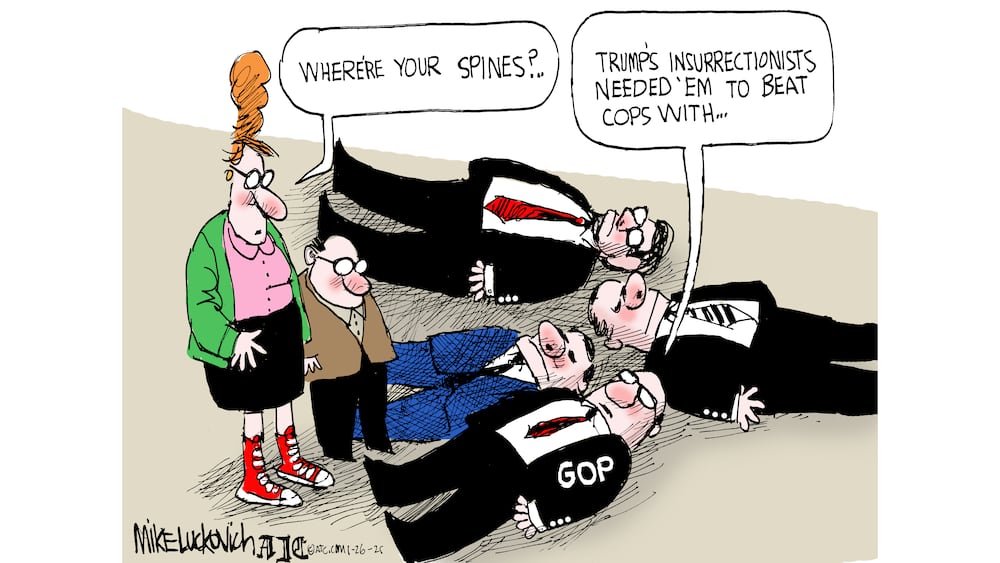 GOP members lying on their backs.  Passer-by asks, 