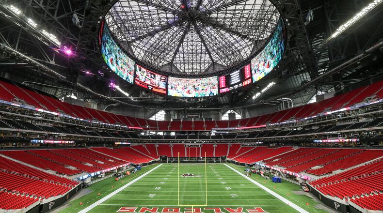 Mercedes Benz Stadium, photographed during Tuesday’s media tour. JOHN SPINK/JSPINK@AJC.COM