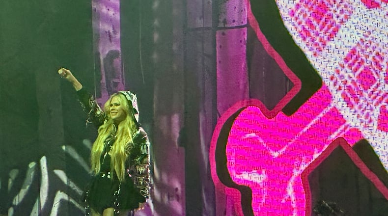 Avril Lavigne performing before a sold-out crowd at Ameris Bank Amphitheatre in Alpharetta on Sept. 3, 2024. RODNEY HO/rho@ajc.com