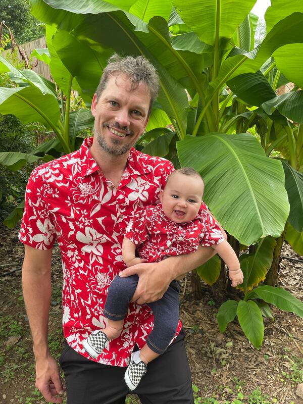 Jon Gulick, with son Theo, said he feels his dad "missed out on a lot of little things that I don’t have to miss out on because I work from home.” (Courtesy of Jon Gulick)