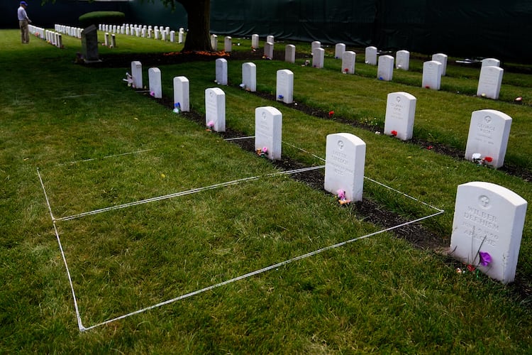 Headstones of Carlisle Indian Industrial School students are seen in the cemetery at the U.S. Army's Carlisle Barracks in Carlisle, Pa., on Friday, June 10, 2022. (Matt Slocum/AP)