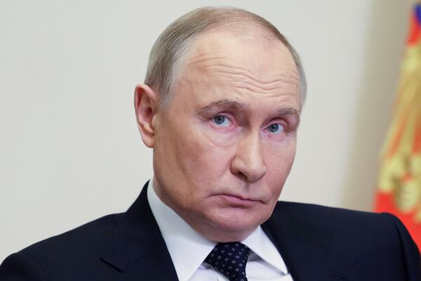 Russian President Vladimir Putin chairs a cabinet meeting via videoconference at Novo-Ogaryovo state residence outside of Moscow, Russia, Wednesday, June 4, 2025. (Gavriil Grigorov, Sputnik, Kremlin Pool Photo via AP)