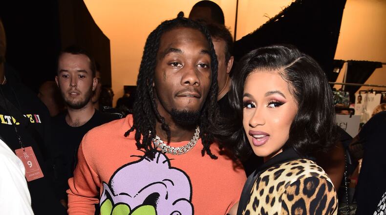 Offset and Cardi B pose backstage at the Jeremy Scott show during New York Fashion Week: The Shows at Gallery I at Spring Studios on Sept. 6, 2018, in New York City.