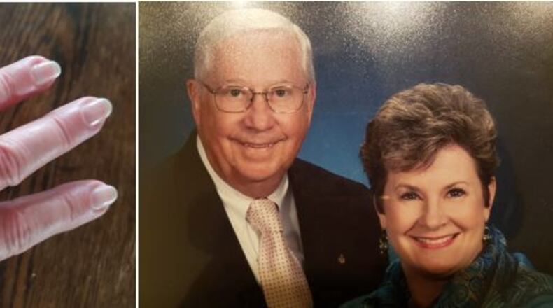 Joan Sheffield (right) was reunited with her wedding ring at the Hall County landfill last week after mistakenly throwing it away while cleaning. She and her husband Tommy have been married for 34 years.