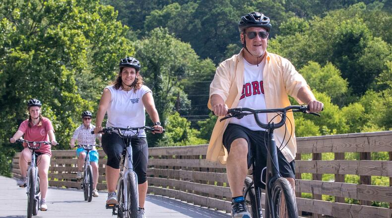 Roswell and the Nantahala Outdoor Center are partnering with Subaru to install one wall mounted bottle filling station and two bike repair stands at the NOC operated Azalea Park building and Don White Park.  (Courtesy Nantahala Outdoor Center)