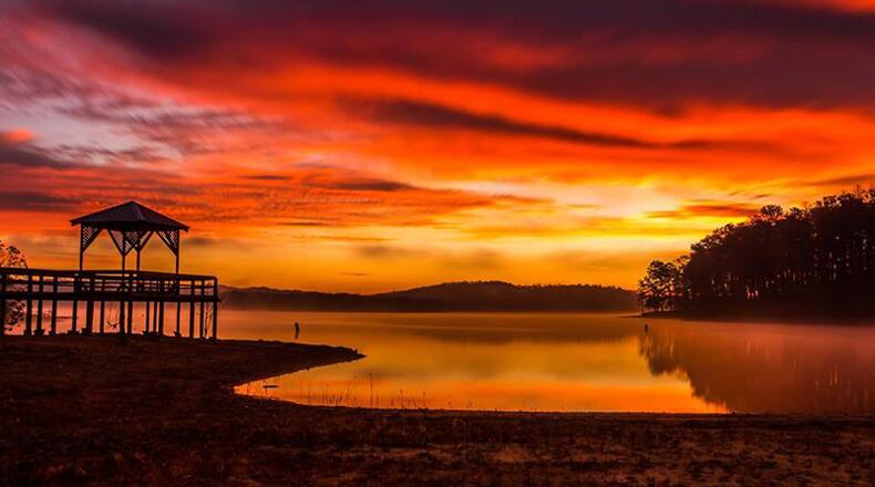 Dusk at War Hill Park, Lake Lanier. Starting April 1, fees for day-use parks and boat ramps must be paid using automated credit card machines; cash will no longer be accepted. U.S. ARMY CORPS OF ENGINEERS via Facebook
