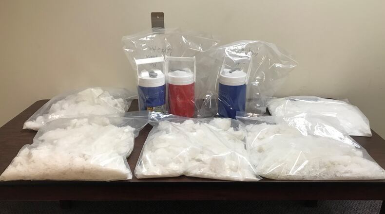 Hall County authorities recently seized about 67 pounds of methamphetamine.