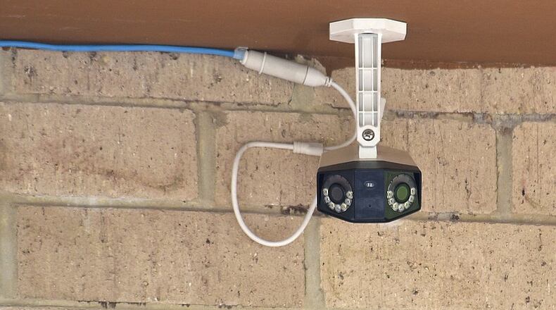 A security camera is seen at Belvoir Christian Academy on Tuesday, where administrators reviewed lockdown procedures Tuesday morning in response to the shooting. (Photo Courtesy of Matt Hamilton/Chattanooga Times Free Press)