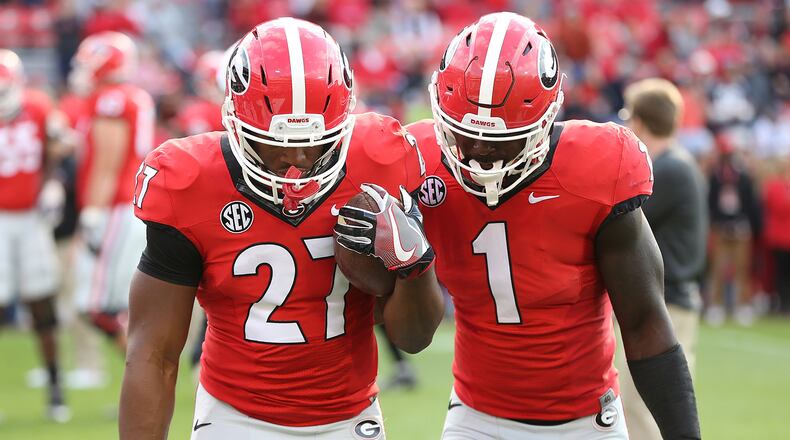 Georgia tailbacks Nick Chubb (27) and Sony Michel enter their final season in Athens.