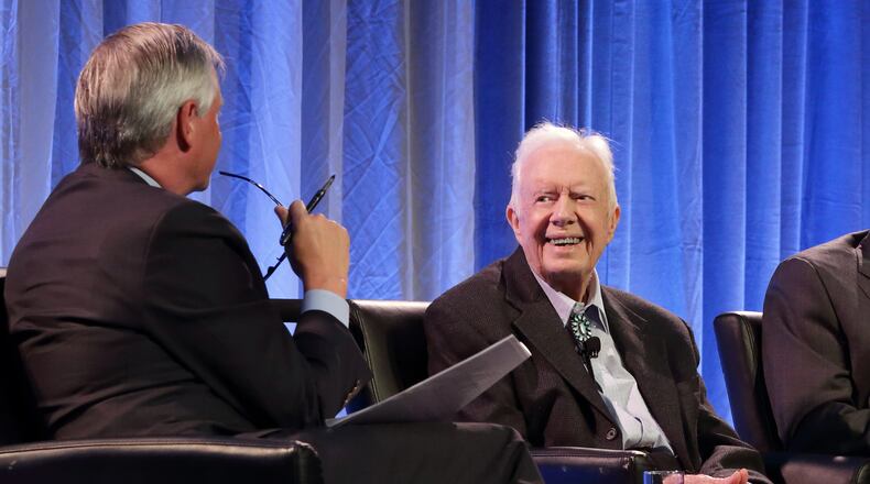 Former President Jimmy Carter, 94, was all smiles this week at his annual Carter Center Weekend. On Friday, he told presidential historian Jon Meacham was elected with the help of the Russians.