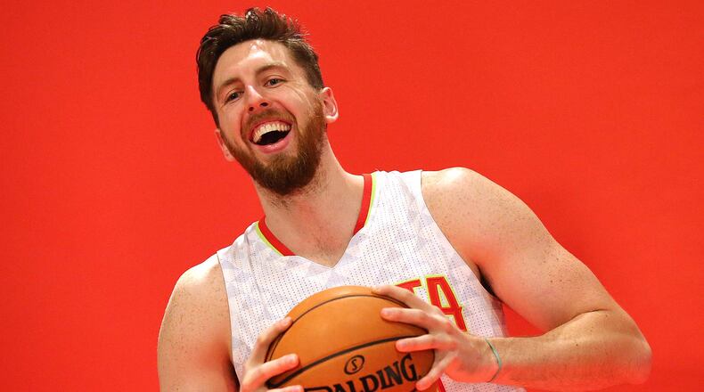 Hawks forward Ryan Kelly during media day in September. Curtis Compton /ccompton@ajc.com