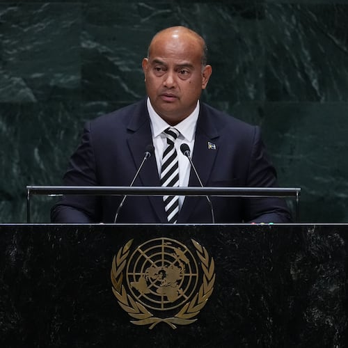 President of Naoero, David Ranibok Adeang addresses the 81st session of the United Nations General Assembly at U.N. headquarters Tuesday, Sept. 22, 2026. (AP Photo/Frank Franklin II)