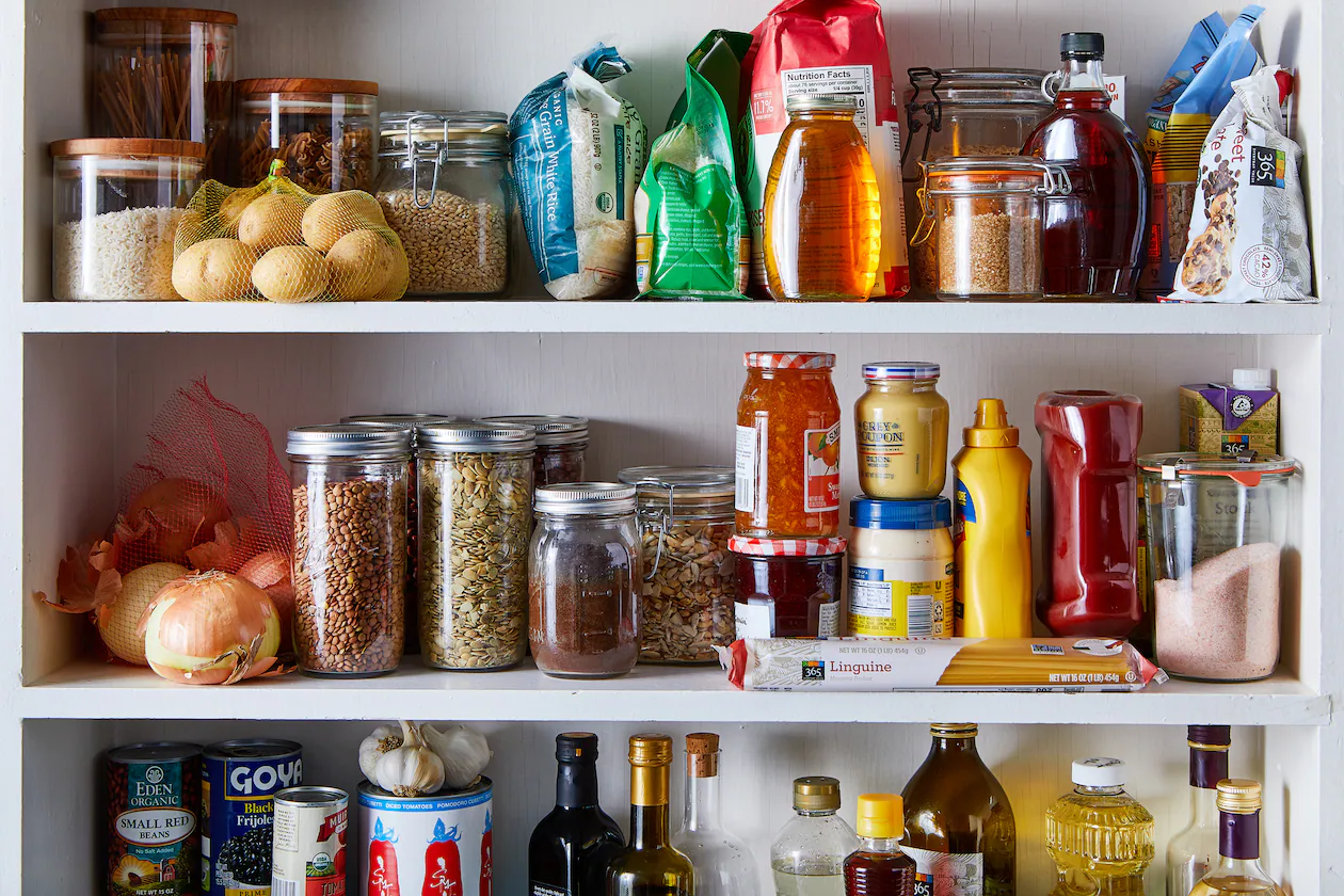 A pantry with many ingredients on the shelves. (Julia Gartland/The New York Times)