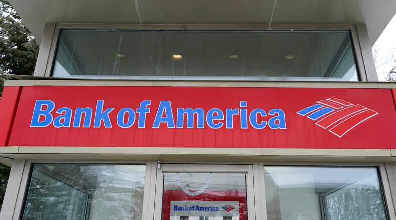 FILE - A Bank of America ATM is seen, Wednesday, Feb. 3, 2021, in Winchester, Mass. (AP Photo/Elise Amendola, File)