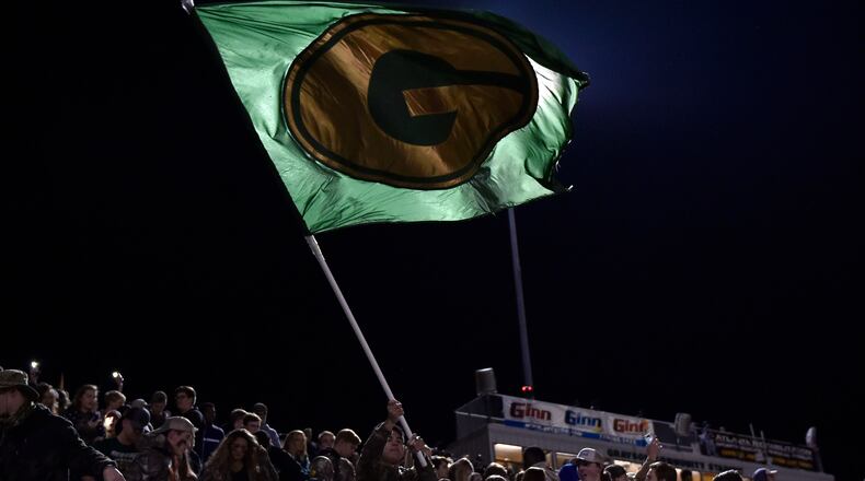 Grayson students and fans celebrate after during a state semifinal game between Grayson and Mill Creek in this AJC file photo.