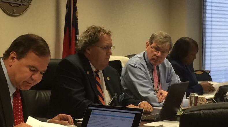The Georgia Composite Medical Board met Thursday and approved new training requirements on opioid prescribing for Georgia’s physicians. Pictured (from left) are board members Dr. John Antalis, Dr. John Jeffrey Marshall, and Dr. E. Dan DeLoach, and interim executive director LaSharn Hughes.