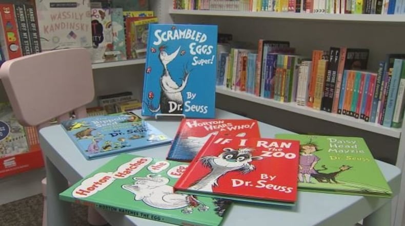 A display of Dr. Seuss books.