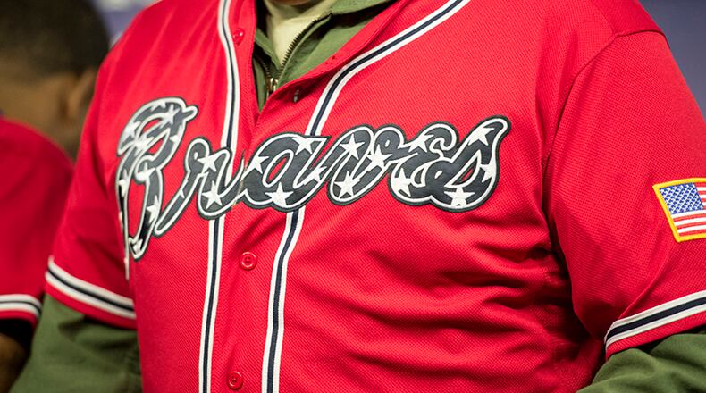 The Atlanta Braves will wear the new jerseys on military family night (April 26 vs. the Reds) and then as part of a celebration for each of the four military branches.