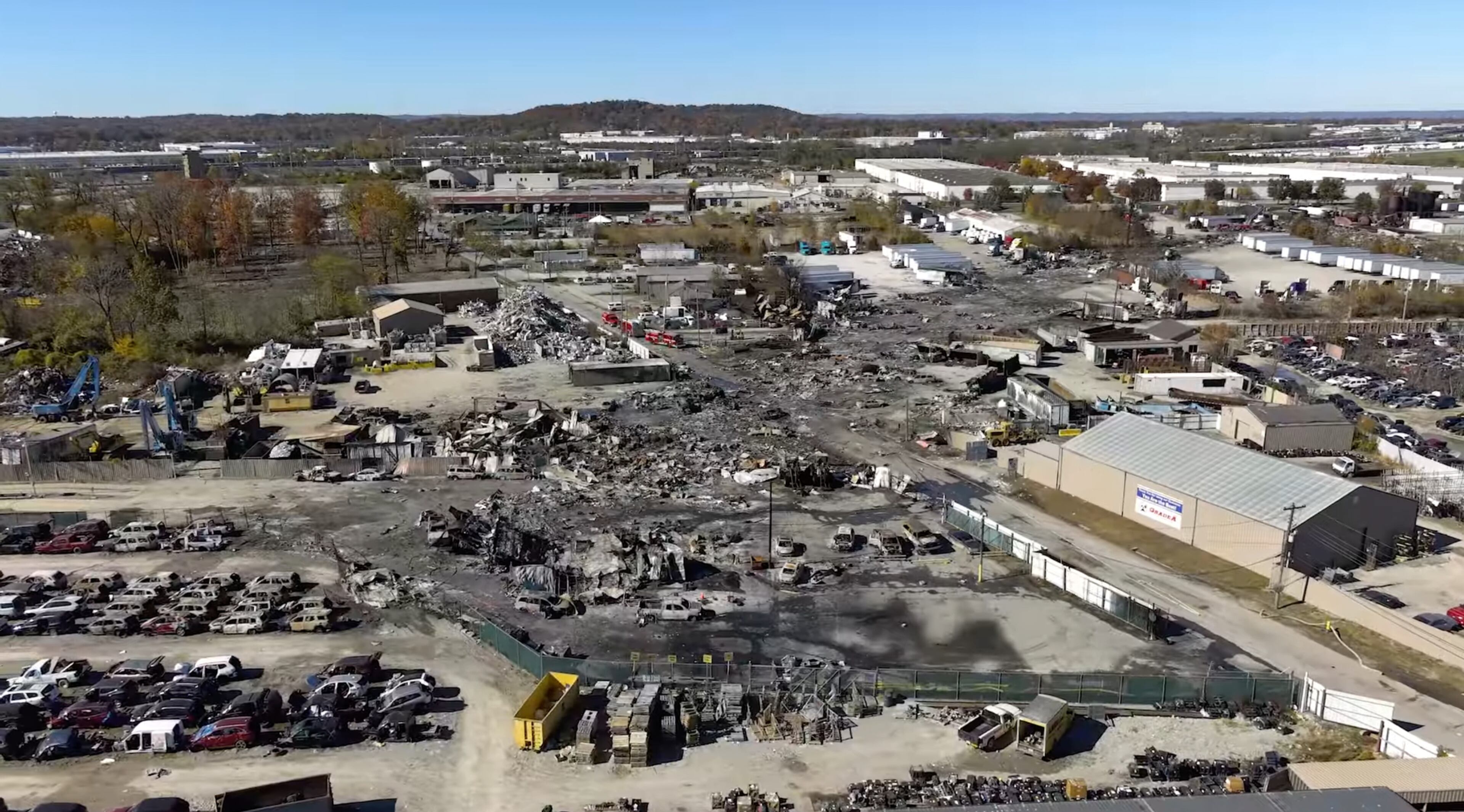 This photo provided by the National Transportation Safety Board shows the UPS plane crash scene Nov. 6, 2025, in Louisville, Kentucky. (NTSB via AP)