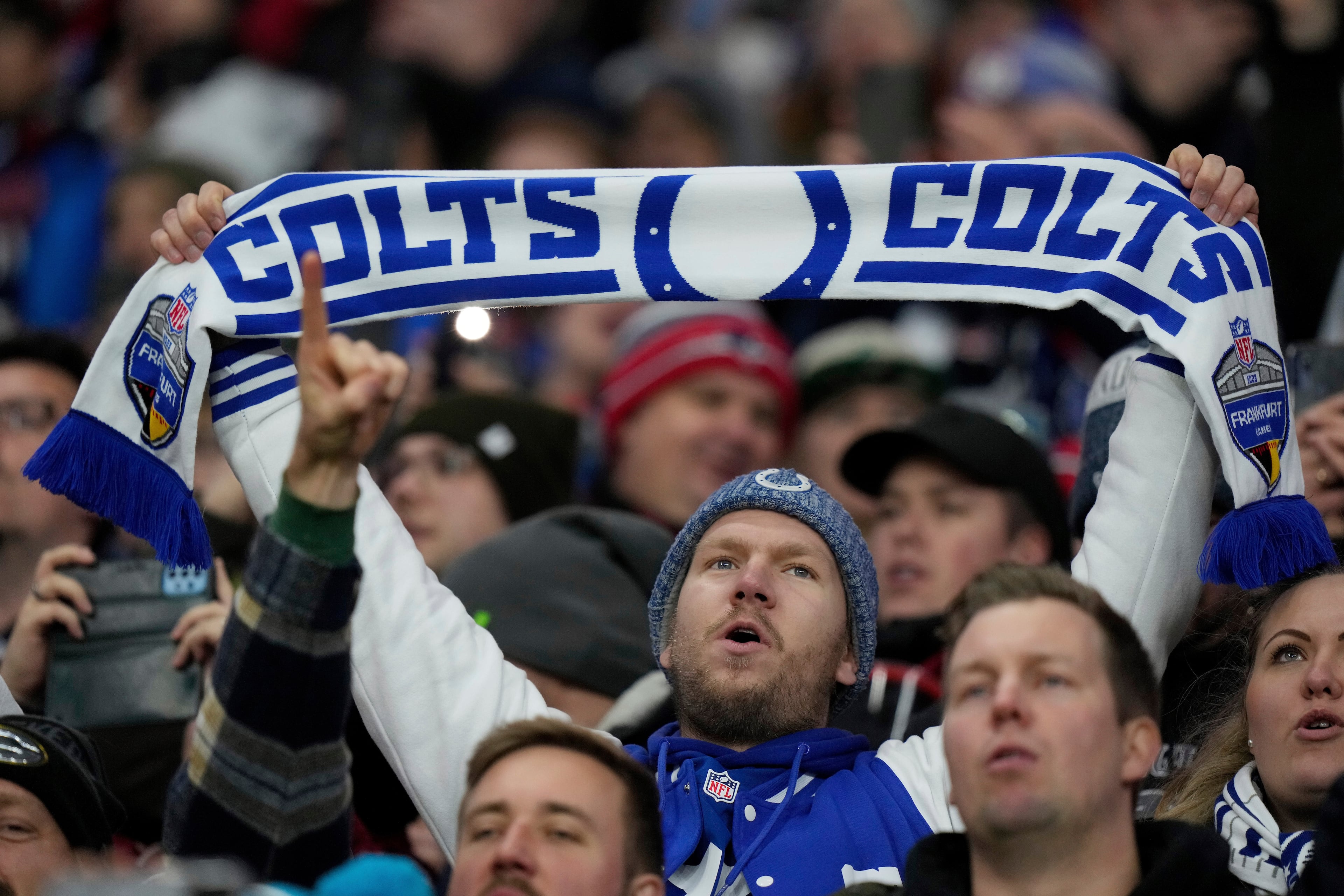 Colts fans cheer on Indianapolis during a game at Deutsche Bank Park Stadium in Frankfurt, Germany in 2023. (Doug Benc/AP 2023)