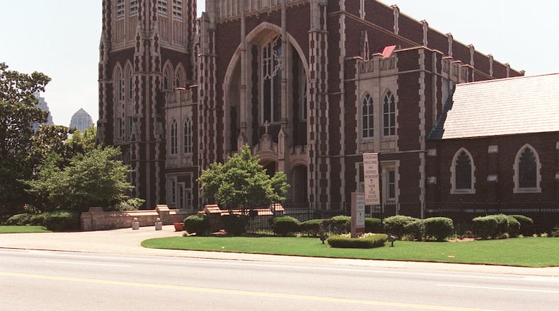 The chime tower at Peachtree Christian Church in Midtown will again serenade runners in The Atlanta Journal-Constitution Peachtree Road Race with patriotic favorites as they struggle to the finish line. (AJC file photo)