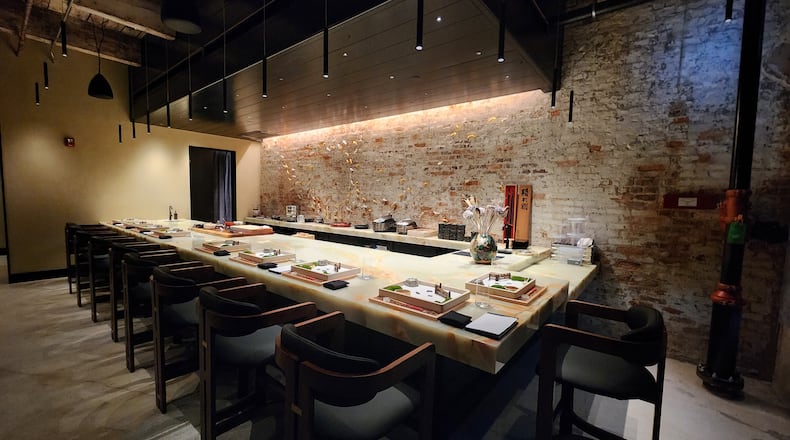 Ryokou has omakase-style service, with a limited number of seats, but the menu isn’t exclusively sushi. Instead, diners are served a variety of courses, more like a traditional tasting menu. (Courtesy of Brandon Amato/Ryokou)